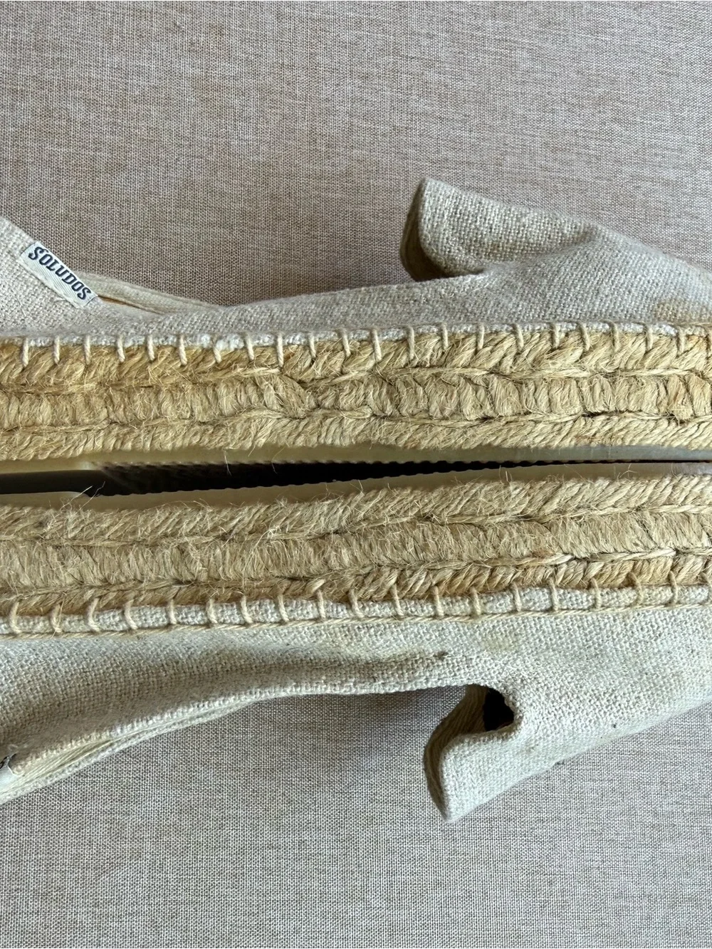 Soludos Beige Canvas Espadrilles with Natural Jute Sole Lobster/Crab